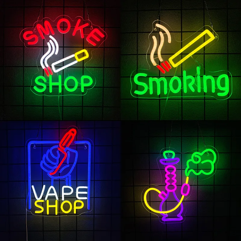Vaping Store - Insegna al Neon 'Smoking' per Decorazione