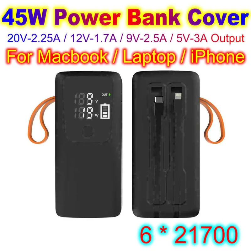 Battery Case Storage - 45W Power Bank Shell 21700 Custodia